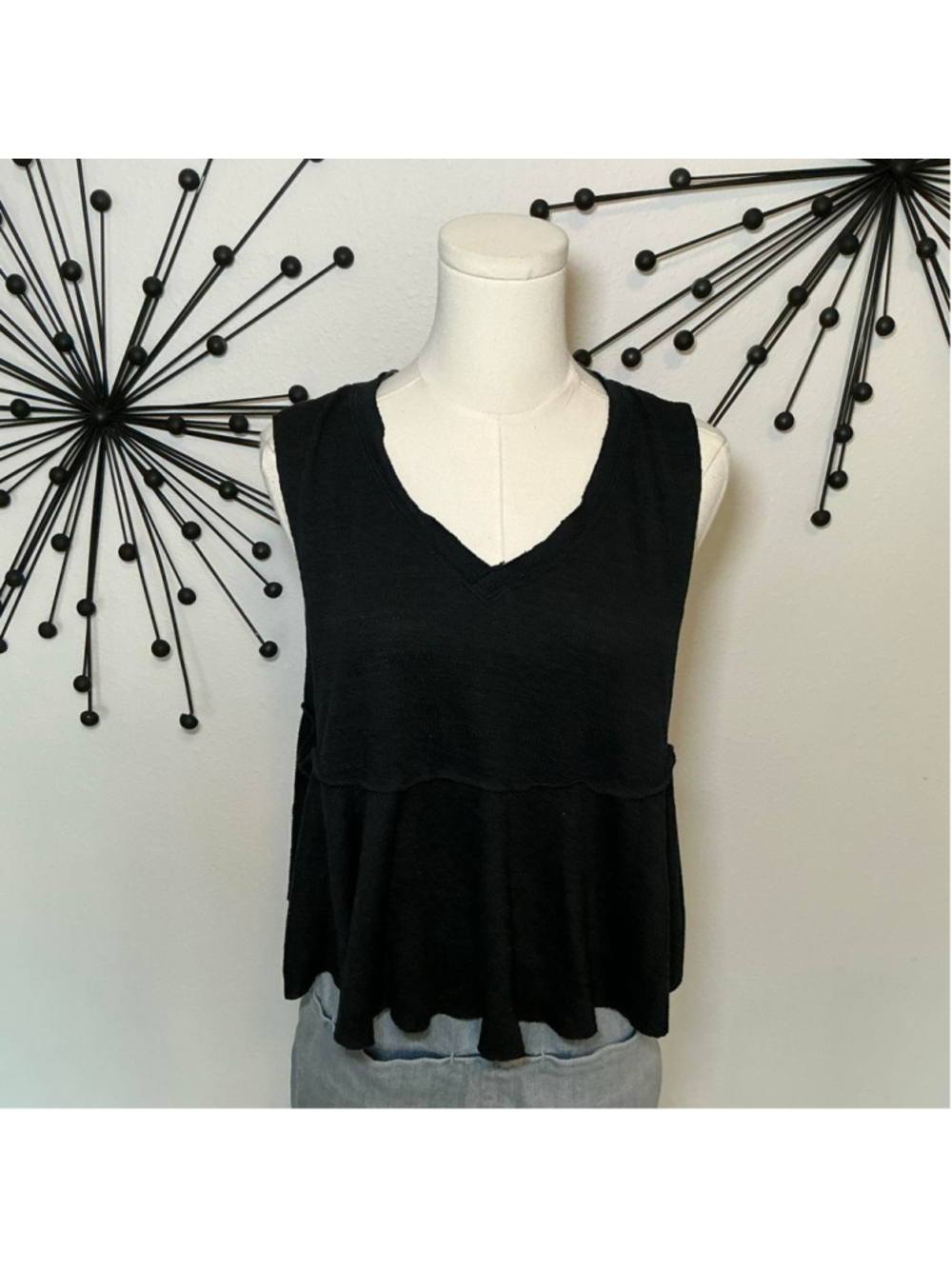 Free People Movement Black Oversized Sleeveless Tank Top Size Small